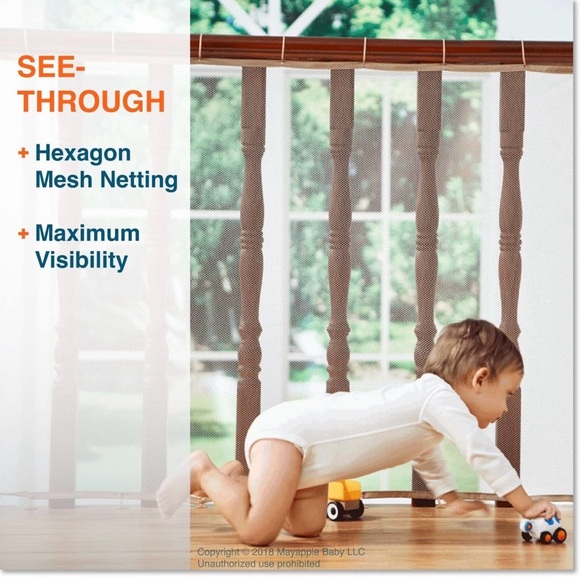 White Indoor Railing Safety Net - Picture 3 of 9